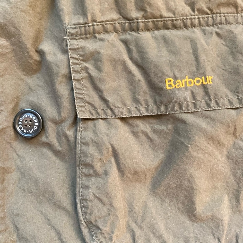Barbour Garnock Showerproof Jacket with corduroy collar khaki green US 4 SM MED - Picture 11 of 16